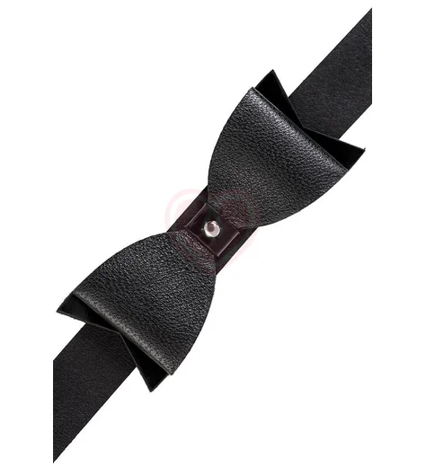 Кожаный чокер с бабочкой Pecado BDSM черный фото 6