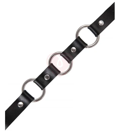 Чокер с тремя кольцами Pecado BDSM черный фото 5