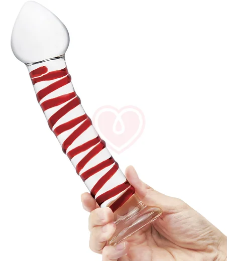 Стеклянный фаллоимитатор с красной спиралью Glas Mr.Swirly фото 2