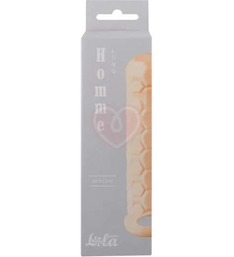 Насадка удлинитель с двусторонним рельефом Homme Long для 9-12 см телесная фото 2
