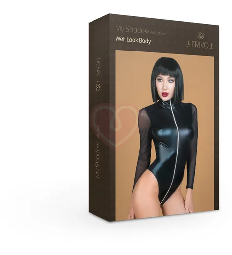 Боди с молнией до поясницы из материала Wet Look My Shadow чёрное фото 7