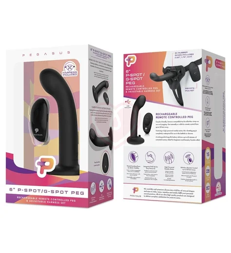 Вибрострапон с изгибом и пультом Pegasus G-Spot P-Spot чёрный фото 2
