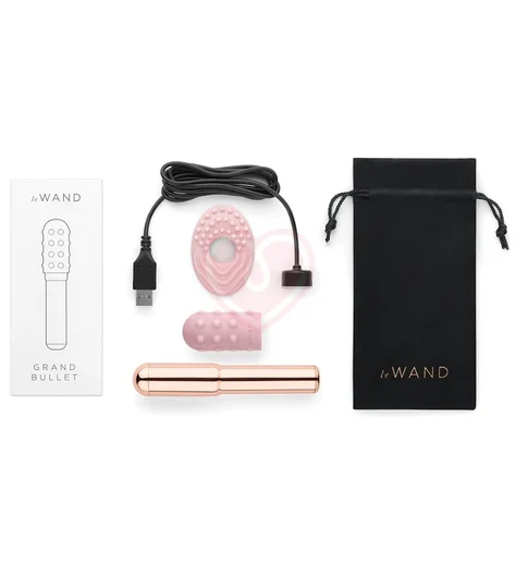 Большая вибропуля с двумя насадками Le Wand Grand Bullet розовое золото фото 5