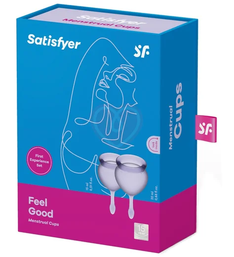 Набор из 2 менструальных чаш с кончиком-капелькой Satisfyer фиолетовый фото 2