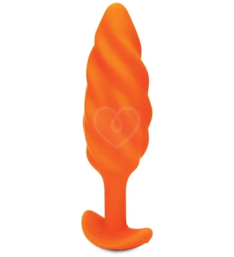 Вибропробка со спиральным рельефом b-Vibe Swirl Texture Plug оранжевая фото 2