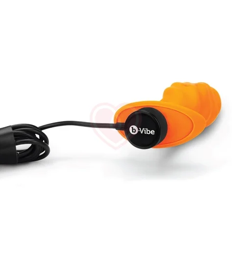 Вибропробка со спиральным рельефом b-Vibe Swirl Texture Plug оранжевая фото 4