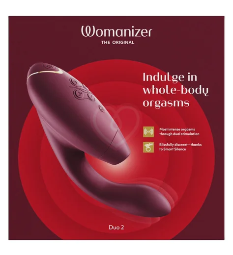 Вибратор с бесконтактной стимуляцией клитора Womanizer DUO 2 бордовый фото 3