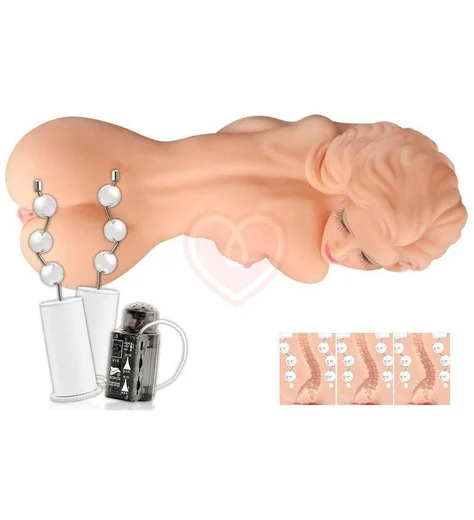 Мастурбатор лежащая на животе куколка Kokos Hera с тремя отверстиями и вибрацией фото 4