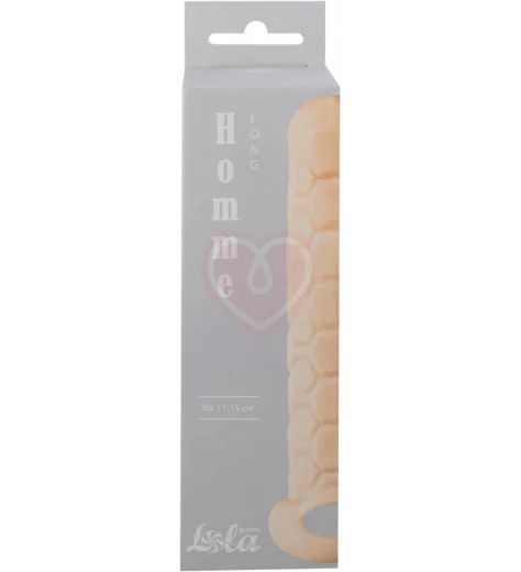 Насадка удлинитель с двусторонним рельефом Homme Long для 11-15 см телесная фото 2