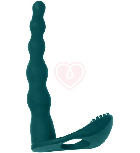 Вибронасадка для двойного проникновения со стимуляцией клитора Pure Passion Farnell 17 см зелёная фото 2