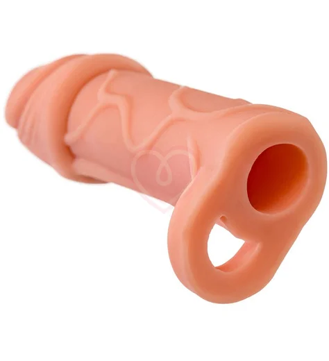 Насадка удлинитель с крайней плотью и кольцом на мошонку XLover by Toyfa телесная фото 5