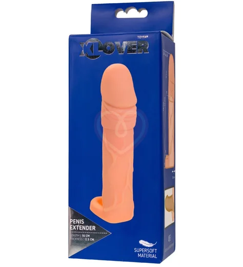 Насадка удлинитель с крайней плотью и кольцом на мошонку XLover by Toyfa телесная фото 10