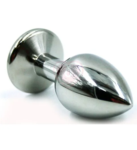 Стальная анальная пробка Small с малиновым кристаллом фото 2