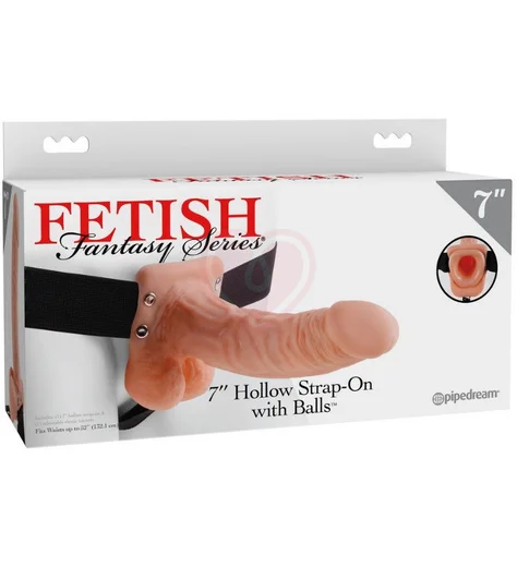 Фаллопротез с мошонкой Hollow Strap-On with Balls 19 см телесный фото 5