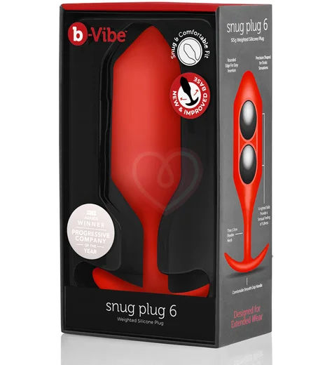 Утяжелённая анальная пробка для ношения b-Vibe Snug Plug 6 большая красная фото 6