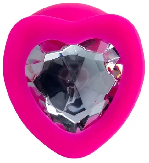 Анальная розовая пробка ToDo by Toyfa Diamond Heart M с кристаллом сердечком фото 3