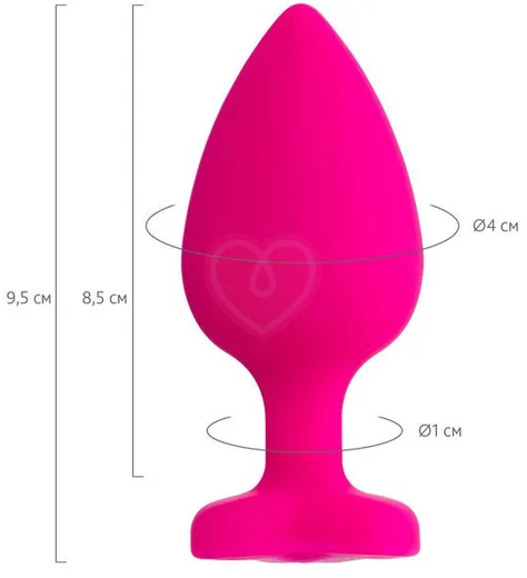 Анальная розовая пробка ToDo by Toyfa Diamond Heart M с кристаллом сердечком фото 5
