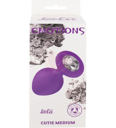 Средняя анальная пробка Emotions Cutie Medium фиолетовая с белым кристаллом фото 3