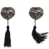 Пэстисы Burlesque Gipsy сердечки из пайеток с длинными кисточками серебряные с чёрным фото 3