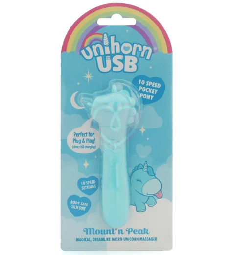 Вибропуля Unihorn Usb Mount'n Peak со стимуляцией язычком голубая фото 3