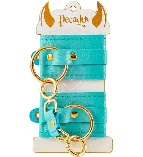 Наручники с кольцом Pecado голубые фото 5