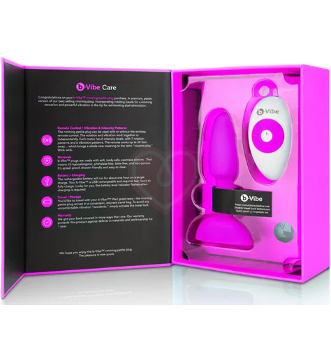 Анальная вибропробка с ротацией b-Vibe Rimming Petite розовая фото 8