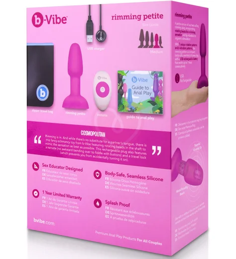 Анальная вибропробка с ротацией b-Vibe Rimming Petite розовая фото 11