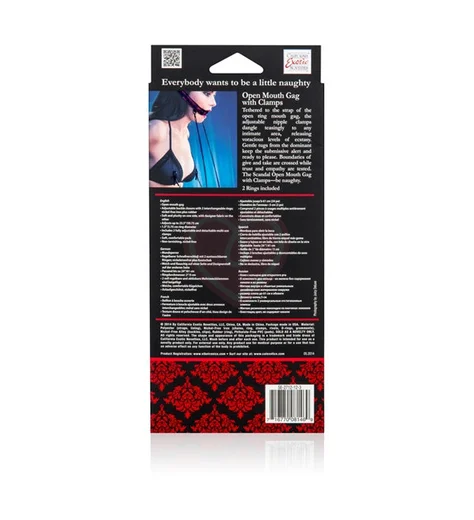Кляп-рамка Scandal Open Mouth Gag with Clamps с зажимами на соски фото 2