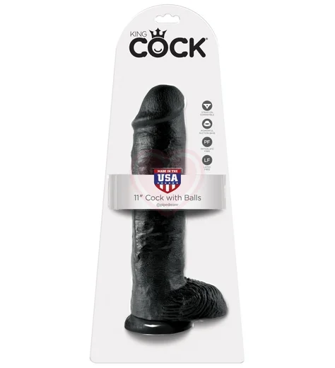 Фаллоимитатор на присоске с мошонкой King Cock with Balls 28 см чёрный фото 4