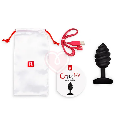 Рельефная анальная пробка с вибрацией Gvibe Gplug Twist чёрная фото 3