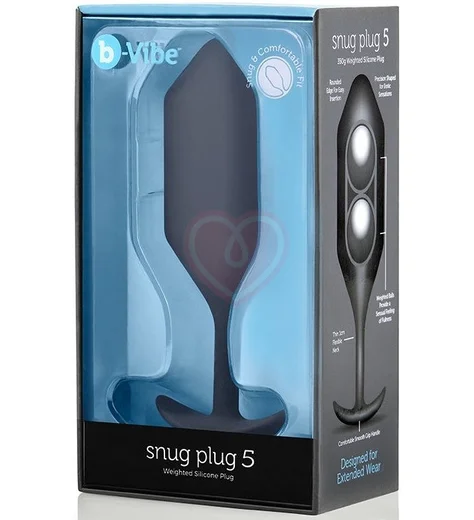 Утяжелённая анальная пробка для ношения b-Vibe Snug Plug 5 большая чёрная фото 3