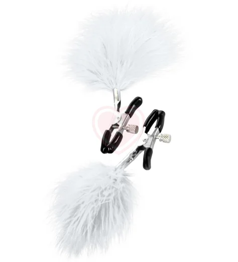 Зажимы для сосков с белыми перьями ToyFa Theatre фото 2