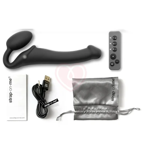 Безремневой страпон с вибрацией и пультом управления Strap-on-me XL чёрный фото 2