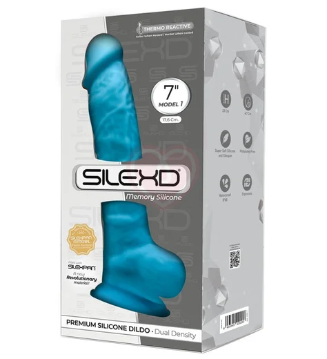 Фаллоимитатор на присоске с мошонкой SileXD Model 1 голубой 17,5 см фото 2