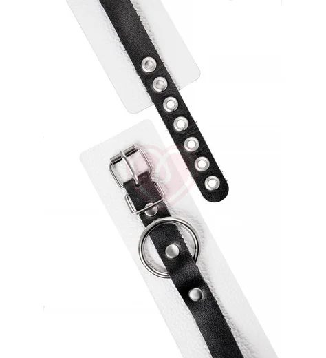 Мягкие оковы на ноги с люверсами Pecado BDSM белые с черным фото 5