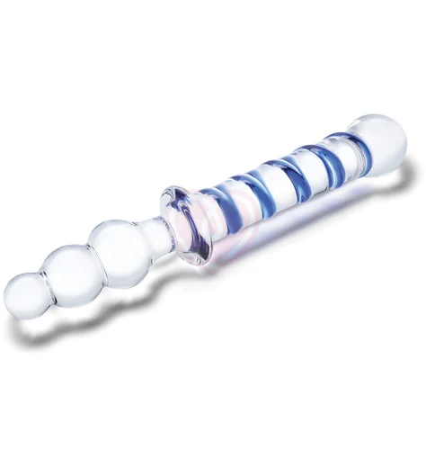 Двусторонний стеклянный рельефный фаллоимитатор Glas Twister фото 3