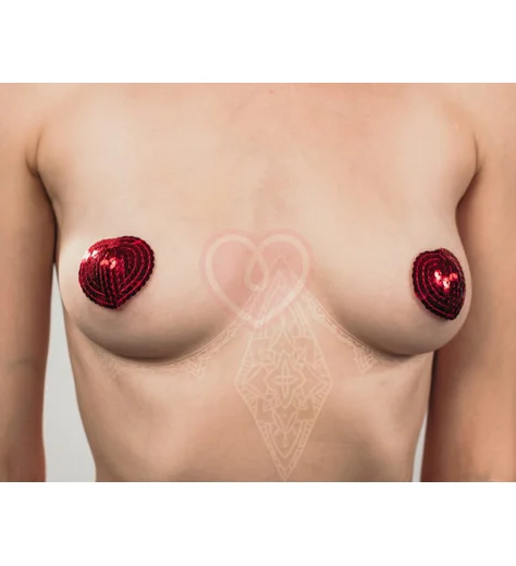 Пэстисы Burlesque Rand сердечки из пайеток красные фото 3