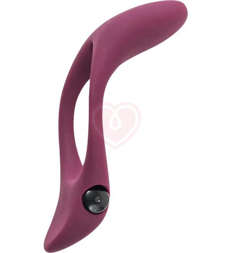 Эрекционное виброкольцо со стимуляцией промежности и клитора Pure Passion Stardust бордовое фото 3