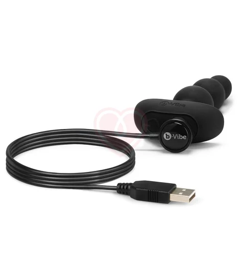 Анальные шарики с 2 моторчиками B-Vibe Triplet Anal Beads чёрные фото 3