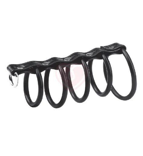 Хомут для члена с 5 эластичными кольцами Rubber Gates of Hell фото 2