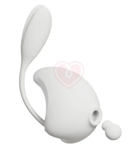 Вакуумный стимулятор с виброяйцом Osuga Obonny белый фото 2