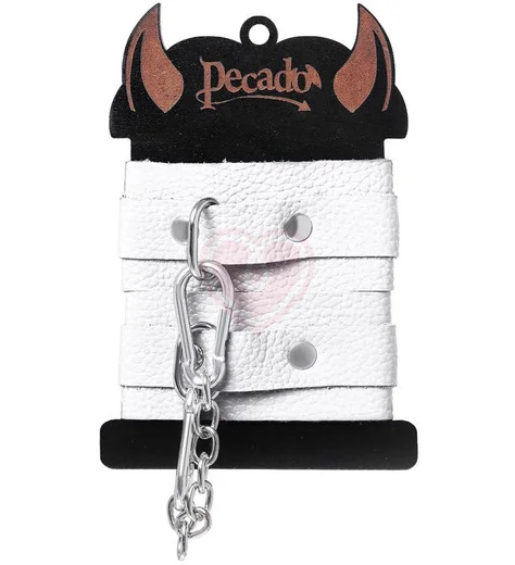 Наручники-браслеты со скругленными углами Pecado BDSM белые фото 4