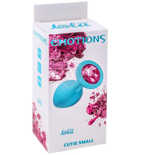 Маленькая анальная пробка Emotions Cutie Small бирюзовая с розовым кристаллом фото 3