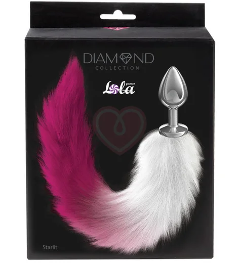 Анальная пробка Diamond Starlit Pink с розовым хвостом фото 2