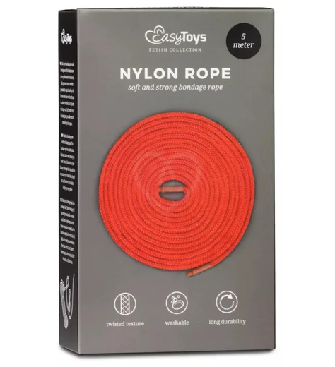 Нейлоновая верёвка Black Bondage Rope 5 м красная фото 2