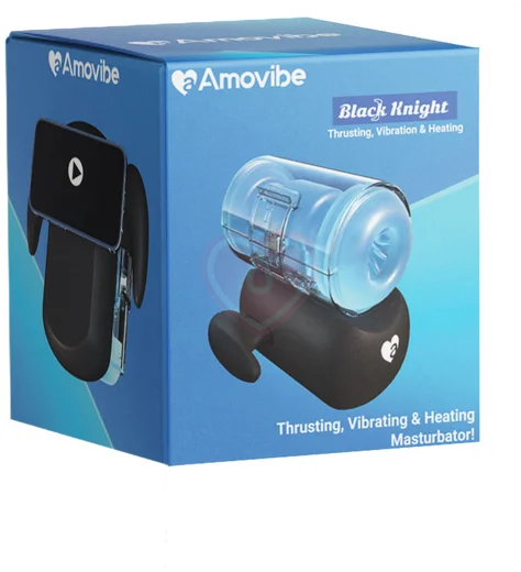 Робот-мастурбатор с вибрацией и нагревом Amovibe Black Knight Massaging Beads фото 9