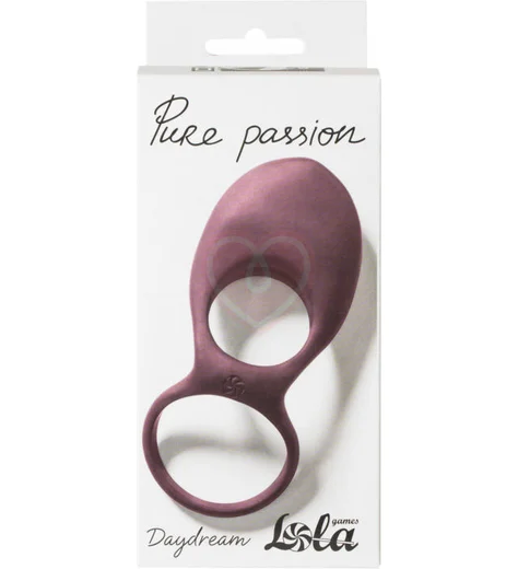 Двойное эрекционное кольцо с вибрацией Pure Passion Daydream бордовое фото 3