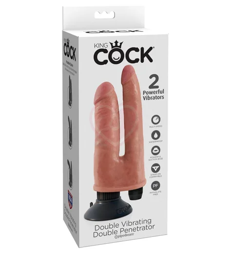 Вибратор реалистик на присоске двойной King Cock Double Penetrator телесный фото 5
