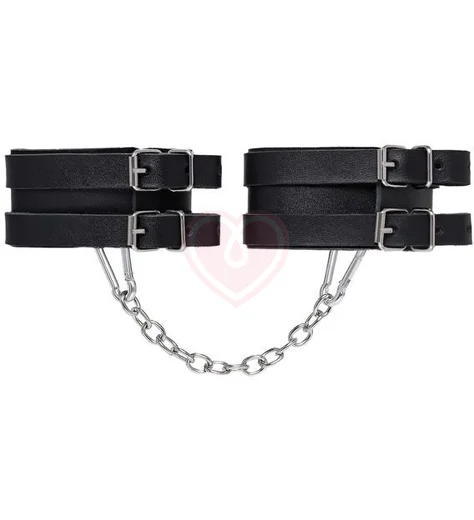 Оковы на ноги с двумя ремнями Pecado BDSM черные фото 2