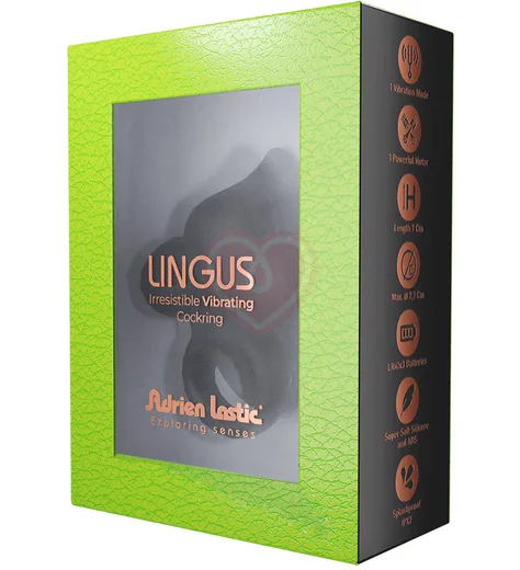 Эрекционное кольцо с вибрацией и клиторальной стимуляцией Adrien lastic Lingus чёрное фото 3